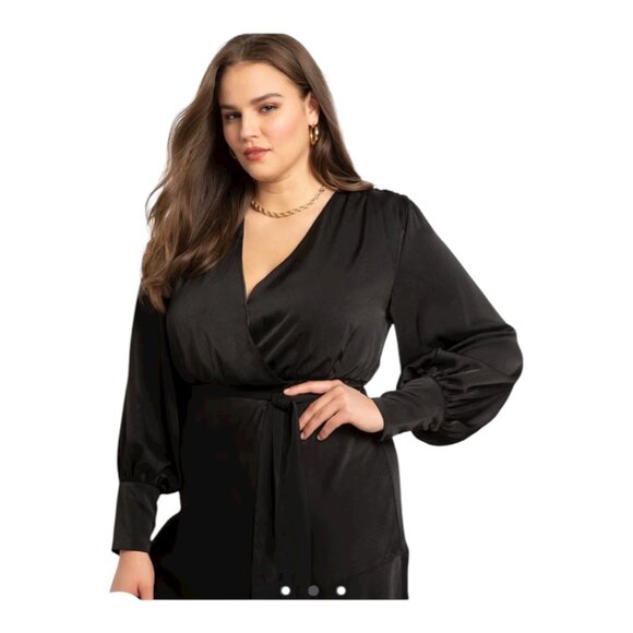 Eloquii Black Satin Maxi Dress - Picture 2 of 8